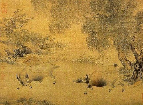 南宋李迪《風雨歸牧圖》